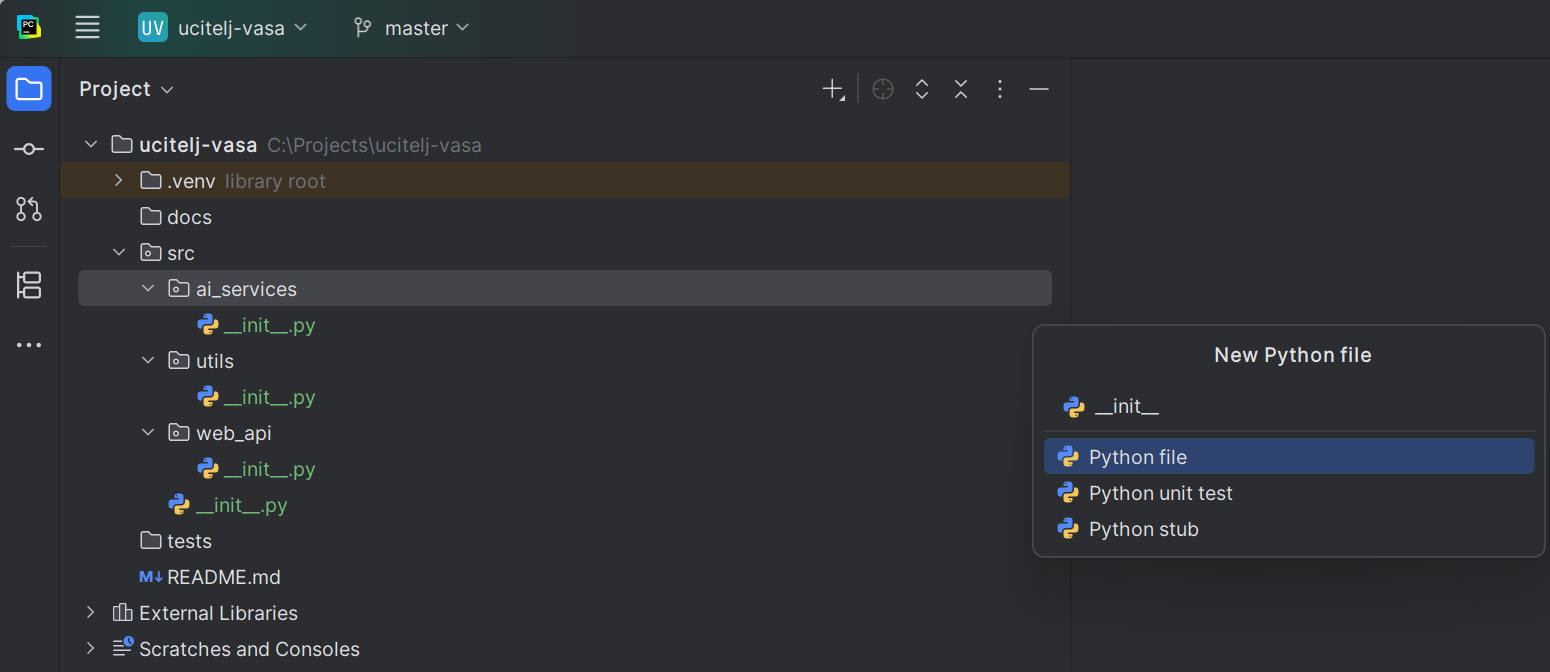 PyCharm New Python File dijalog
