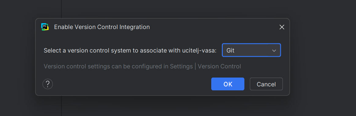 Share Project on GitHub dialog sa popunjenim poljima-step-2
